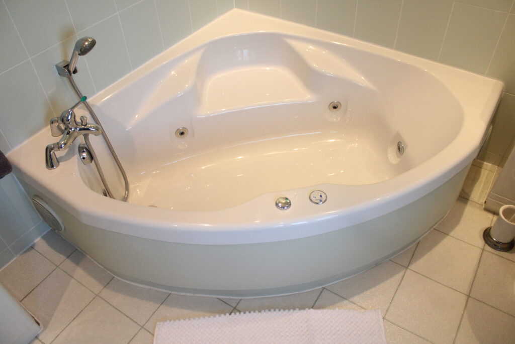 Jacuzzi bathtub countryside bathroom