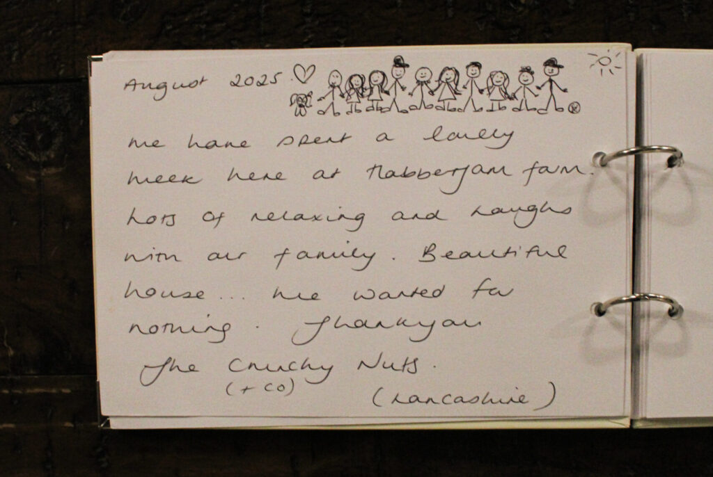 Real guest comments written in the Habberjam Farm guest book