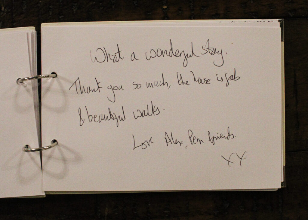 Positive guest feedback written in the guest book at Habberjam Farm