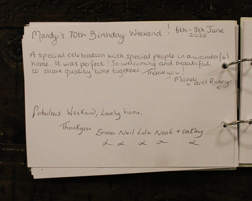 Guest book at Habberjam Farm showing real guest feedback