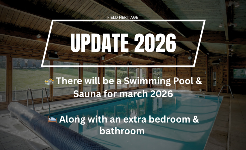 Update showing planned swimming pool and sauna improvements at Habberjam Farm for 2026